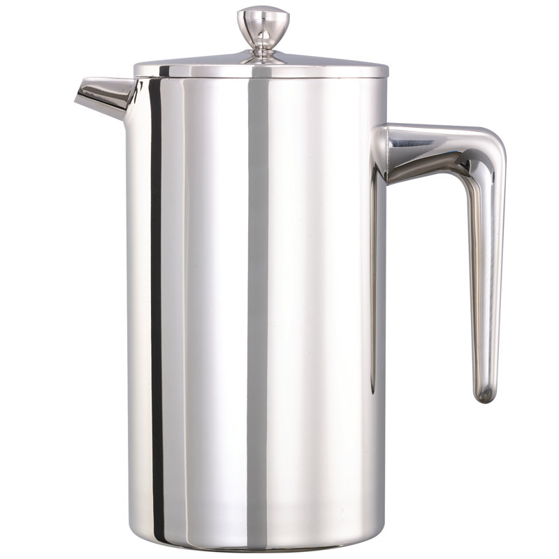 Cafetière à double paroi en acier inoxydable, 4,23 tasses, Poli