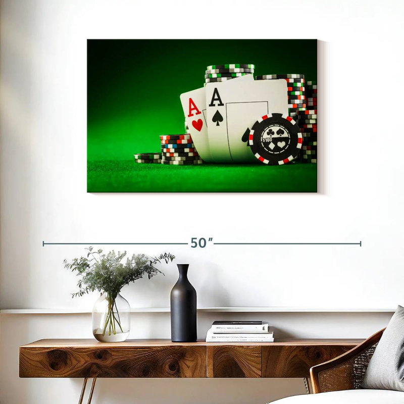 Jetons et cartes de poker Senne, H 24 po x l 36 po