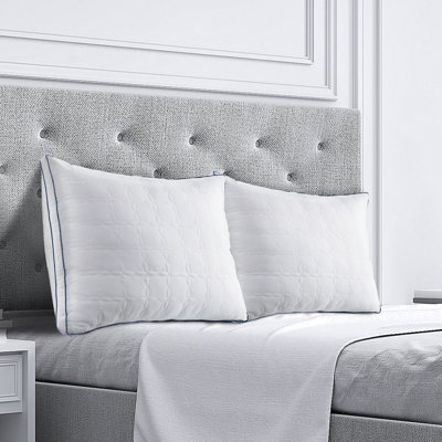 Ensemble de 2 oreillers de lit - taille standard, ensemble de 2, rembourrage en duvet synthétique, soutien pour tous les dormeurs, blanc