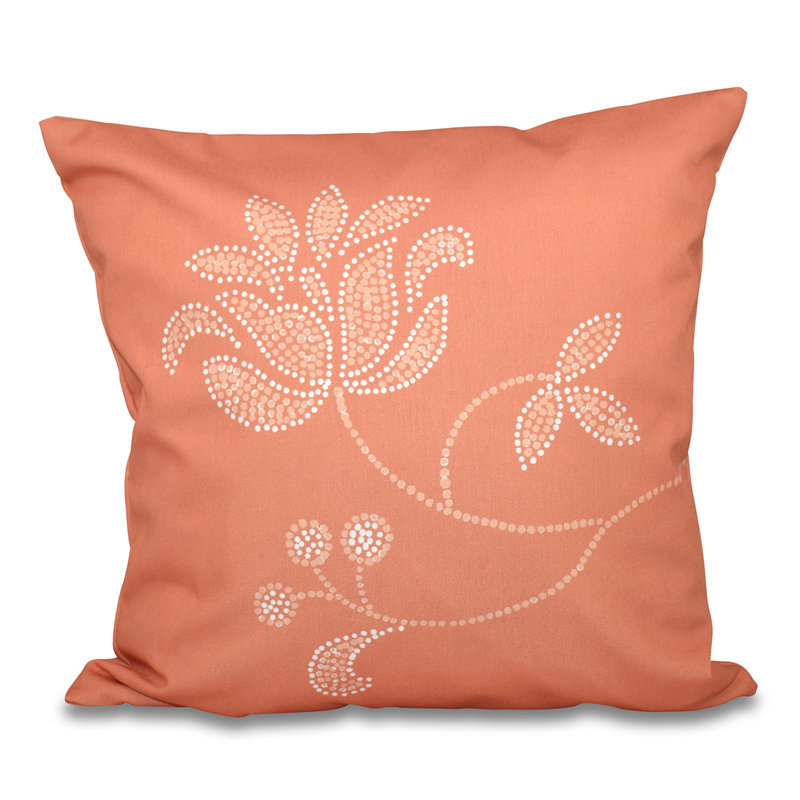 Botanical Blooms Floral Reversible Throw Pillow, 26" H x 26" W, Coral