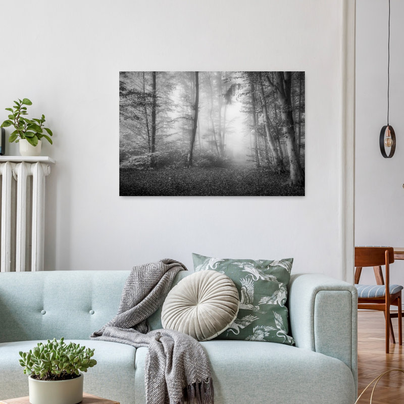 " Foggy Forest Path Ethereal Peaceful Serene Autumn Forest Wall Art Print " by Norbert Maier, 12" H x 18" W