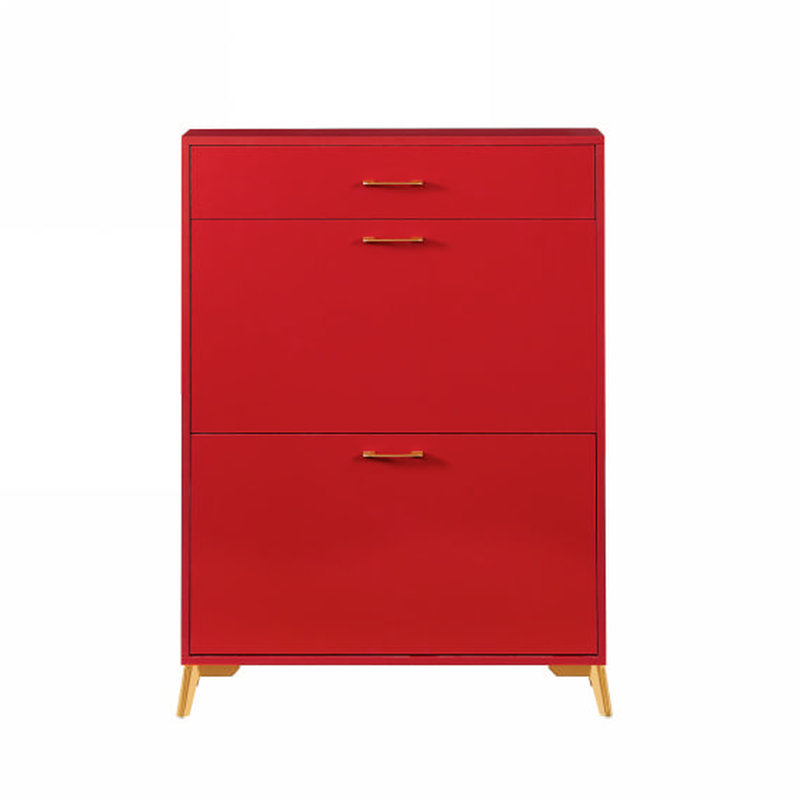 2 Flip Drawers Shoe Storage For Hallway - Red, , Space Saving Organizer Cabinet Entryway, Saving,, Red