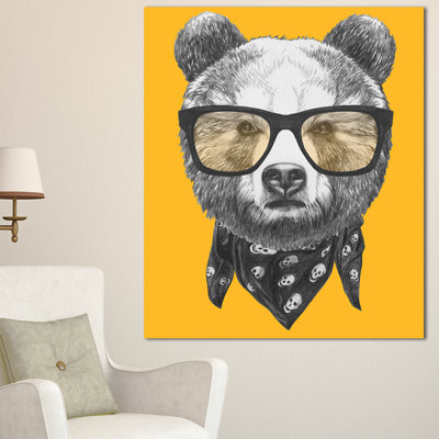 «Funny Bear with Formal Glasses», impression sur toile tendue