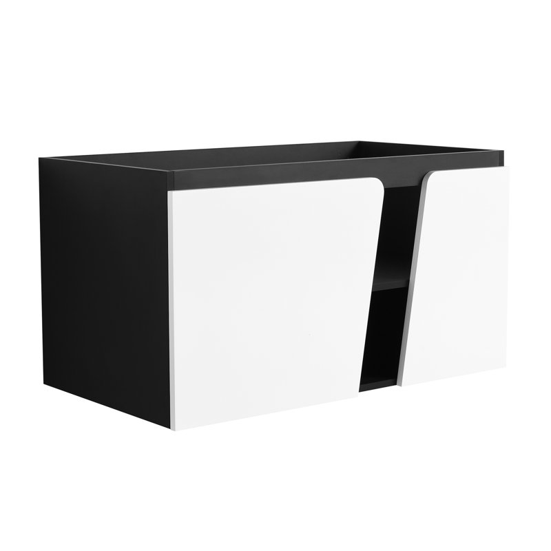 Meuble-lavabo moderne 36 po avec porte à fermeture douce, meuble-lavabo mural noir / blanc