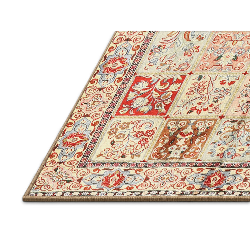 Tapis beige/gris/rouge traditionnel Corvi, Rectangle 2 pi x 5 pi