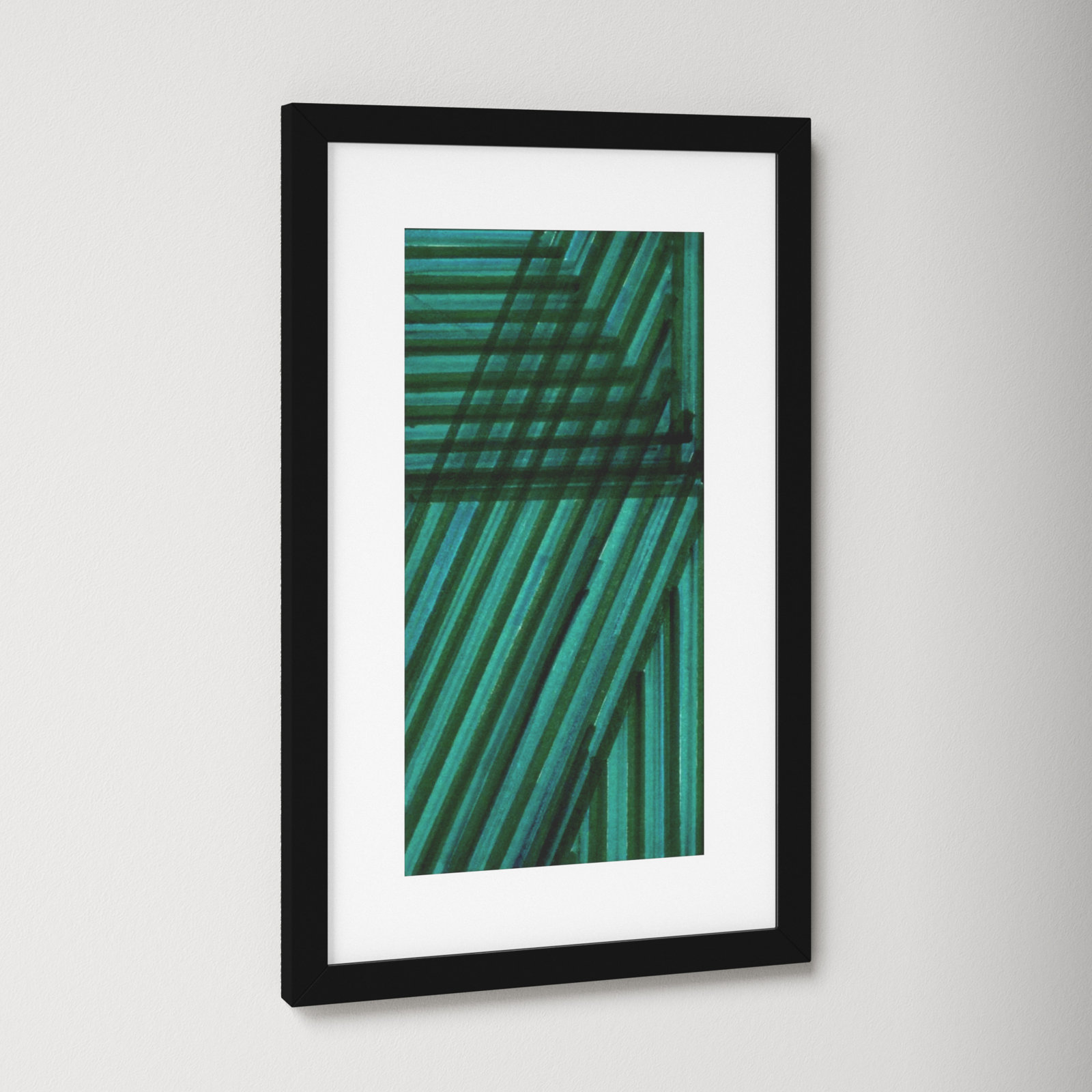 Verona "Line Study Blue" Print, Black Framed Paper, 25.12" H x 15.12" W x 0.88" D