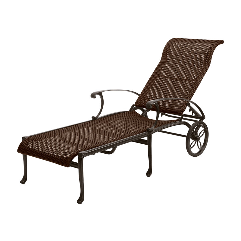 Michigan Woven Chaise Lounge, Chestnut Wicker, Vintage