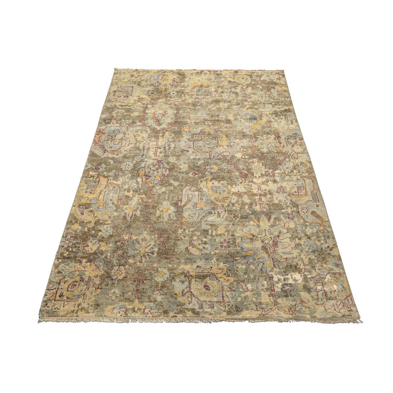 Tapis traditionnel en laine noué à la main Oushak 6 x 8 pi 11 po Kalaty