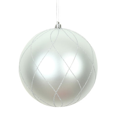 6" Matte and Glitter Swirl Ball Ornament
