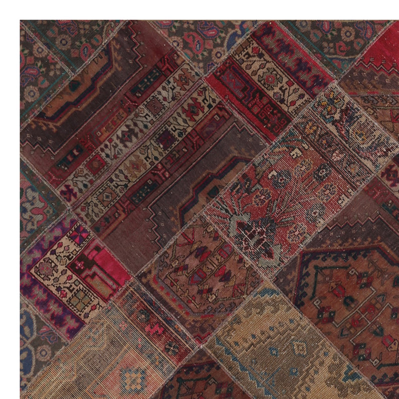 Tapis beige/rouge patchwork Anvi