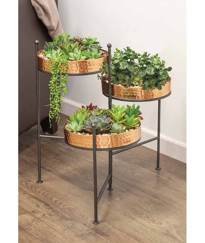 Arvind Metal Weather Resistant Plant Stand, Copper