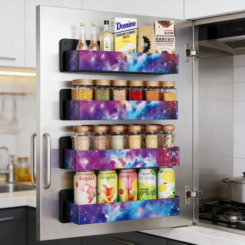 Magnetic Spice Rack For Refrigerator Door - 4 Pack Space Saving Kitchen Organizer With Strong Magnets For Easy Spice Storage And Access