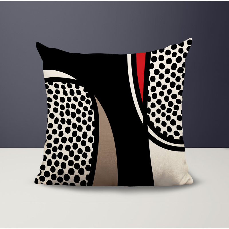 Oreiller carré réversible intérieur / extérieur Vie Abstract, H 17 po x l 17 po, Rouge