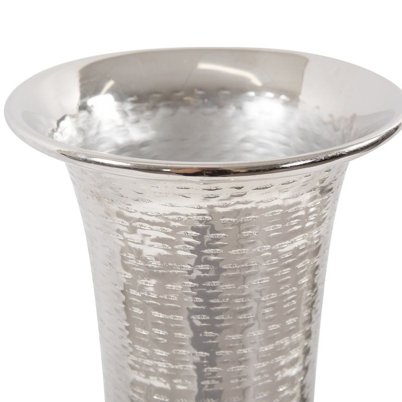 Torvi Handmade Aluminum Table Vase, Silver, 20" H x 8" W x 8" D