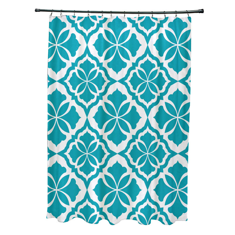 Rideau de douche simple floral Rosas, Turquoise