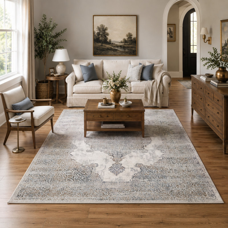 Derryhirk Cotton Abstract Indoor Rug, Rectangle 9'5" x 13'8"