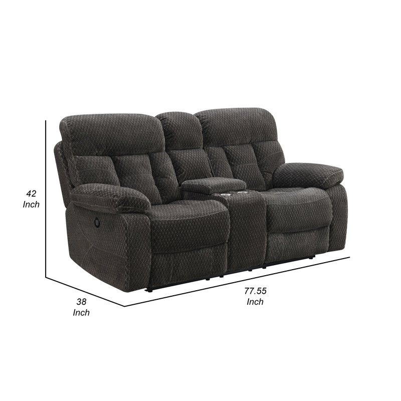 Charl 77.55'' Upholstered Power Reclining Loveseat, Grey Polyester Blend