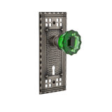 Craftsman Plate with Decorative Keyhole and Crystal Emerald Door Knob