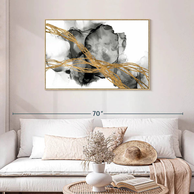Matrice ondulée I, Cadre flottant en bois naturel, 43 po x 29 po