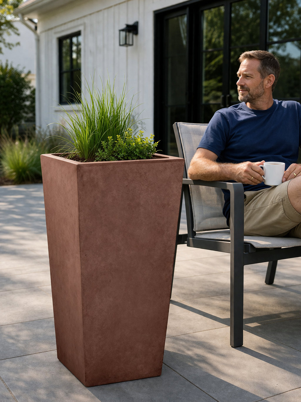 Tall Tapered Square - Natural Finish , Desert Rose