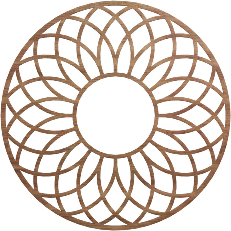 Médaillon de plafond en bois ajouré Cannes, Noyer, H 36 po x l 36 po x P 0,38 po