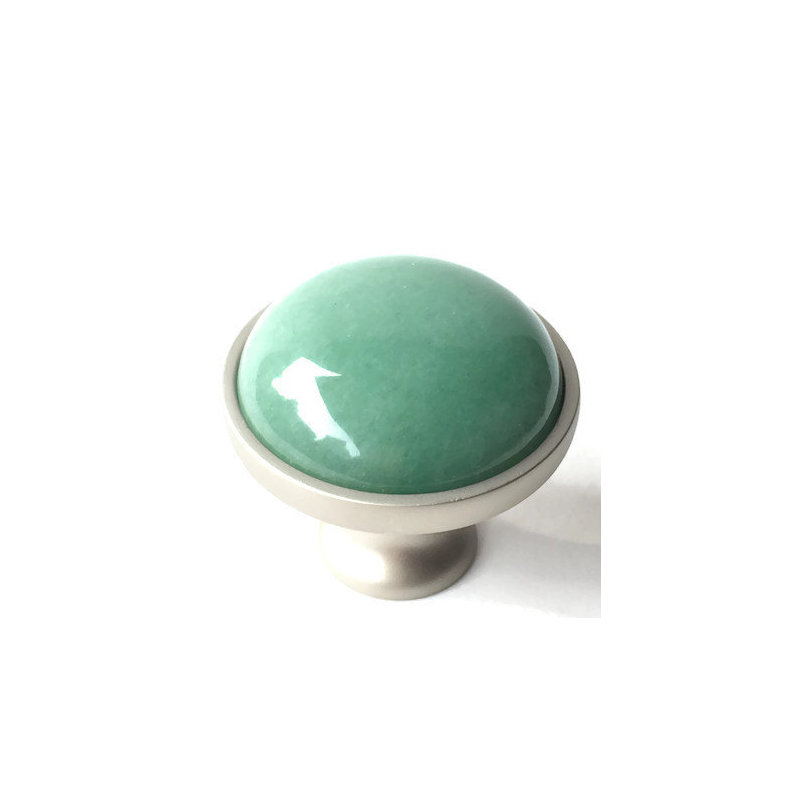 Mushroom Knob, Satin Nickel/Green