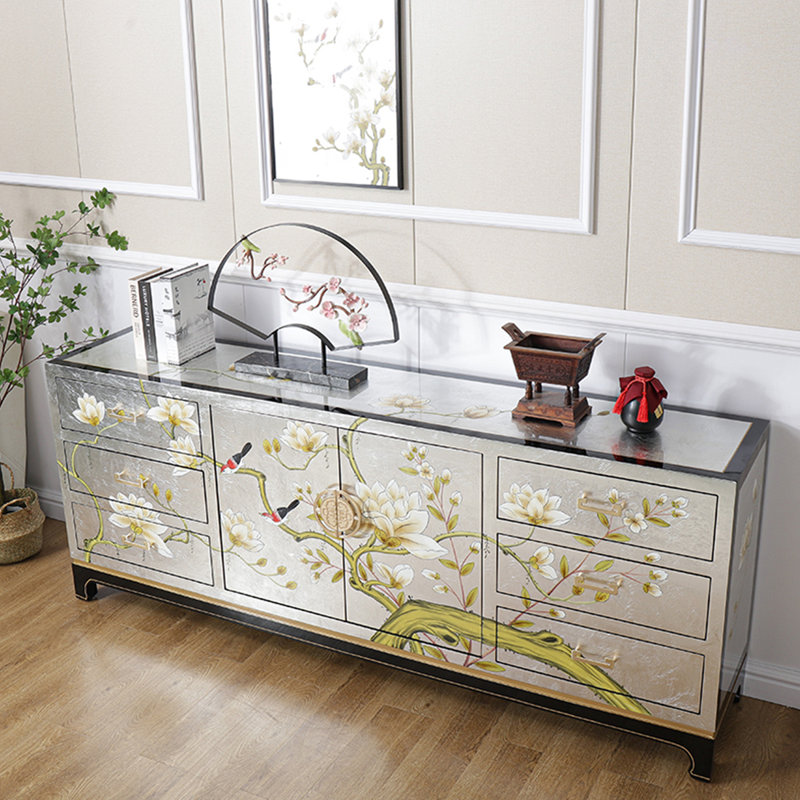 Meuble télé avec cadre en bois de bouleau peint à la main, 31.49"H x 62.99"L x 15.74"W