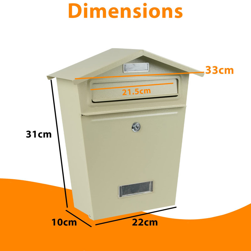 Morphou Wall Mounted Post Box, Beige