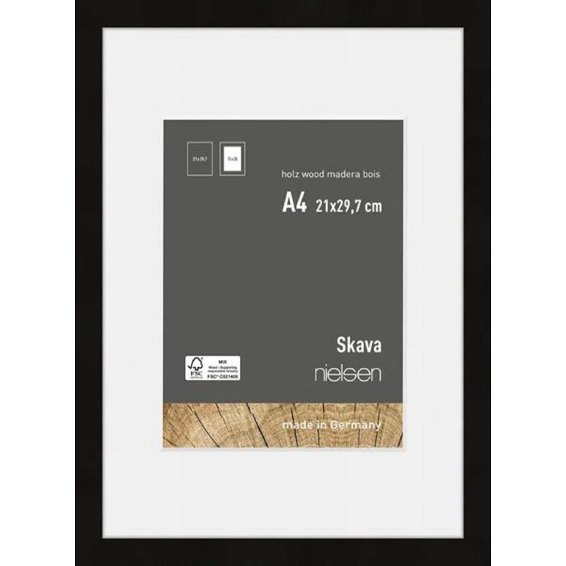 nielsen Skava Wooden Picture Frame, Black, 29.7cm H x 21cm W x 2cm D