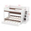 Lit superposé double au-dessus de double avec lit gigogne simple et escalier, tablettes, DEL-1313367628
