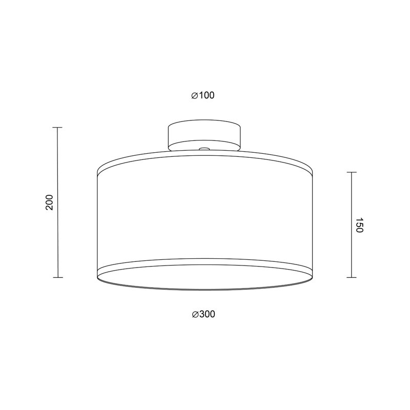 Trece Fabric Flush Mount, 20cm H x 30cm W x 30cm D, Ivory
