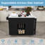 Îlot de cuisine avec table de salle à manger extensible et prise de courant - Chariot de rangement sur roulettes avec 3 tiroirs et armoire à 2 portes, noir