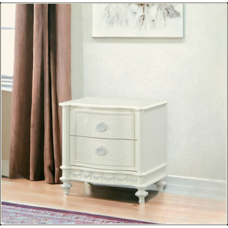Dorothy Ivory Finish Nightstand W/2 Drawers