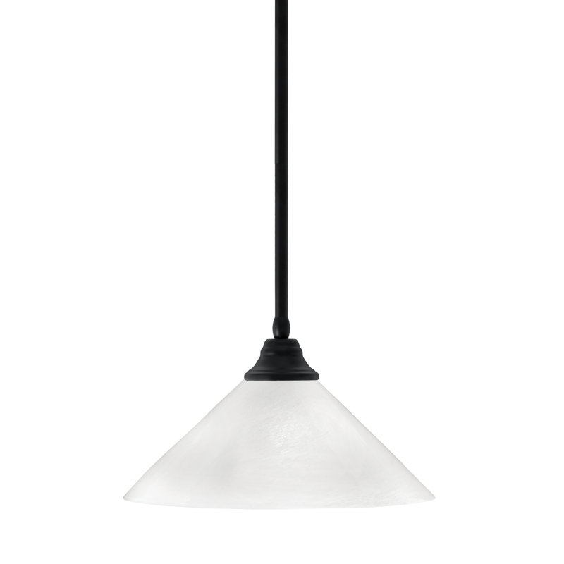 Luminaire suspendu à n'importe quelle tige, Blanc givré,  Noir mat, H 9 po x l 16 po x P 16 po