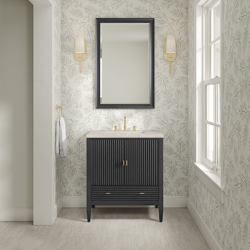 Myrrin 30" W Single Vanity, Siberian Silestone, Carbon Oak, 8" Widespread