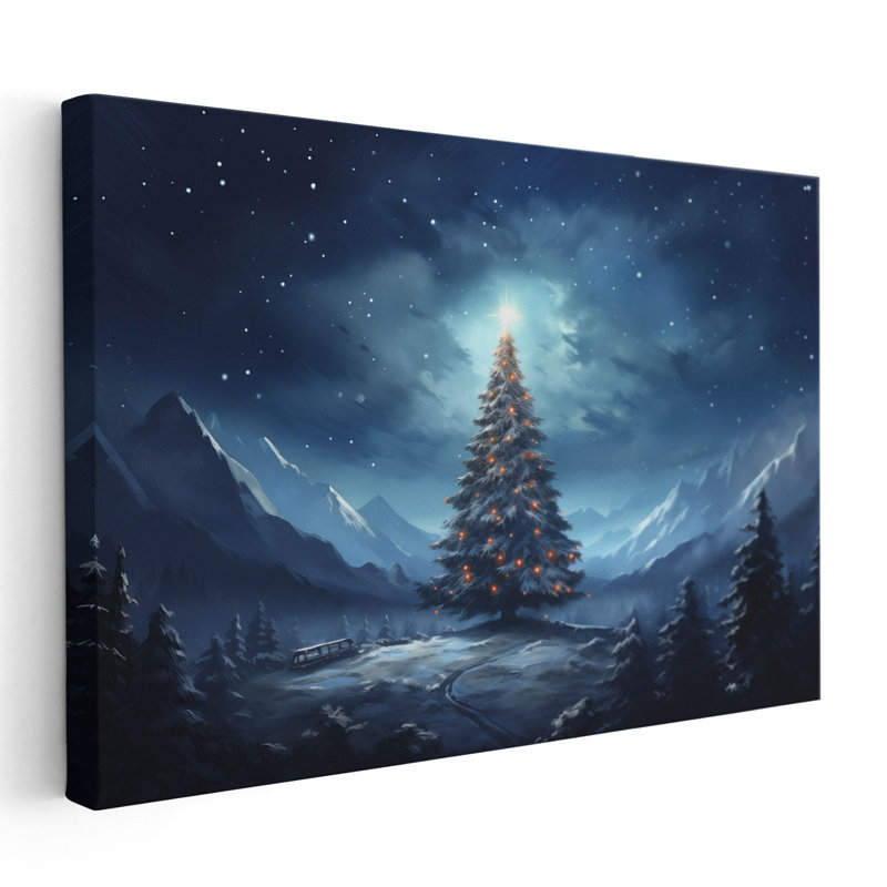 Painterly Christmas Sky, reproduction d'art murale, Papier non encadré, H 8 po x l 12 po x P 0,02 po
