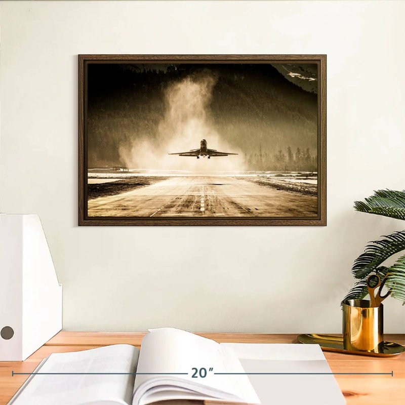 Avion de première classe, 13 po x 9 po, Cadre flottant noyer