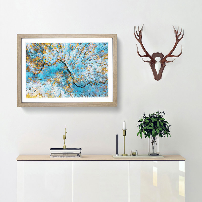 Stream Through a Winter Forest - Framed Print, 36cm H x 48cm W x 2cm D, Oak Framed