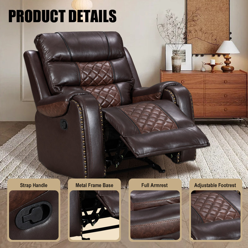 Lark Manor Air Leather Rocker Recliner Chair Single Sofa With ...