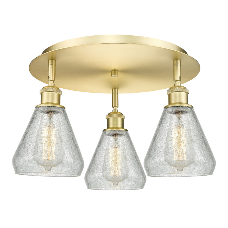 Beaonca Glass Flush Mount, Satin Gold