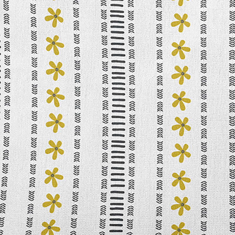 Coussin intérieur / extérieur Leafy Branch, H 20 po x l 20 po, Citron / rayures grises