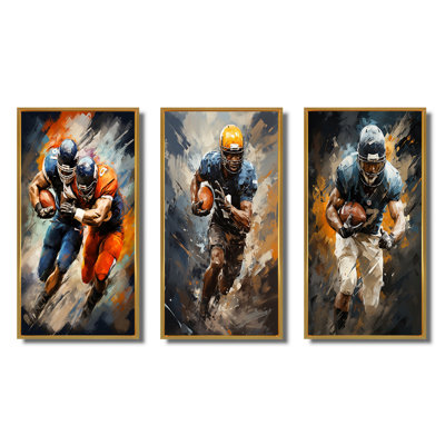 «Orange Football Energetic Tackles», 3 pièces sur toile