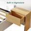 Lit tapissier avec rangement à levage hydraulique, lit plateforme avec 2 tables de chevet attachées, beige-132269446-132269448