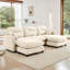Canapé modulaire en U modulaire avec repose-pieds, tissu en chenille de qualité supérieure, avec 2 coussins décoratifs, dossier rembourré en mousse à haute densité,