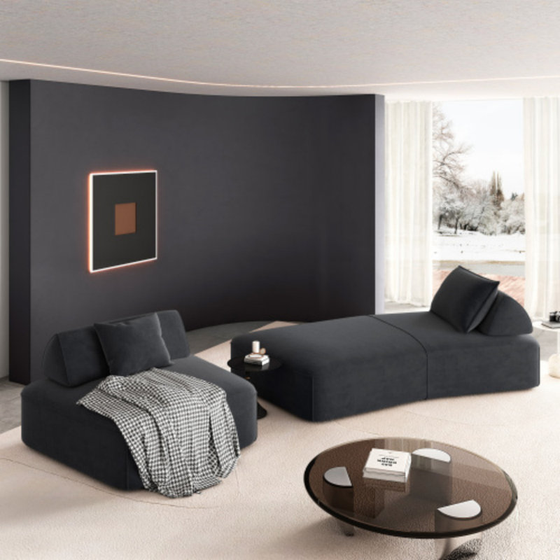 Ensemble de canapé modulaire 139 po, canapé en chenille bricolage avec dossiers amovibles et sièges profonds