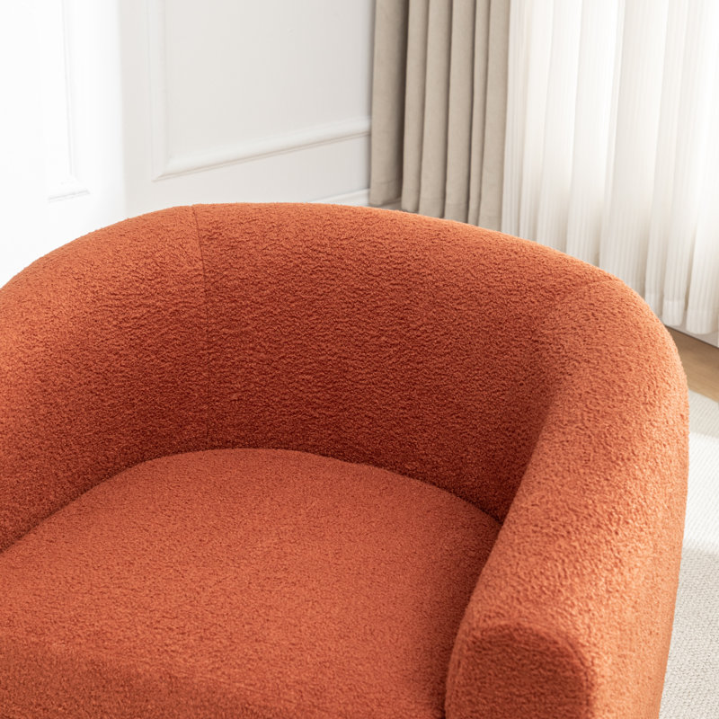 Odey 33.5” half-barrel swivel chair, Orange moelleux