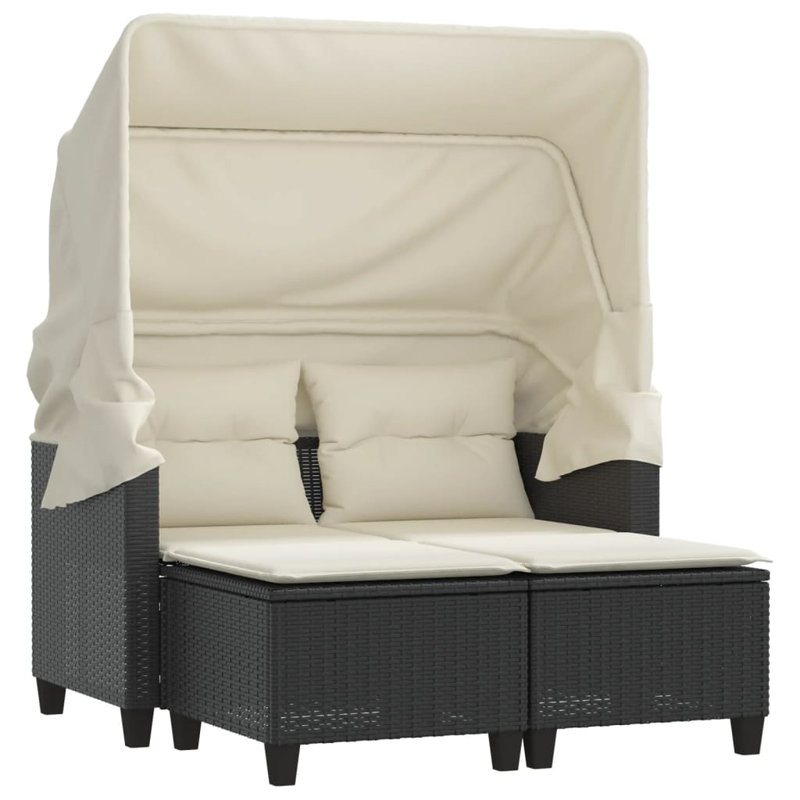 48.4'' Wide Rectangle Patio Sofa with Cushions, Cream White/Black