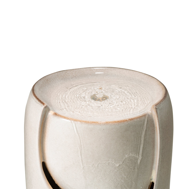 Sand Beige Ceramic Novelty Fountain with LED Light