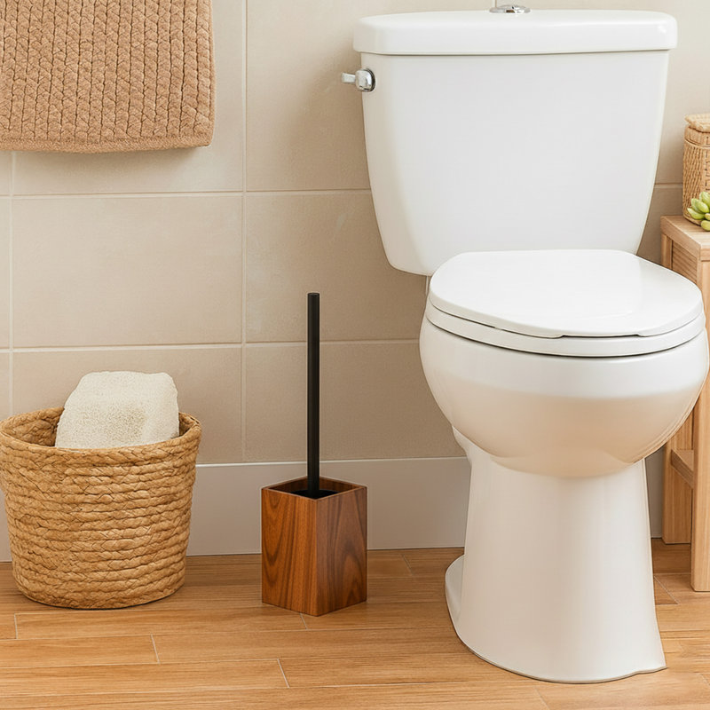 Evideco Wood Toilet Brush And Holder