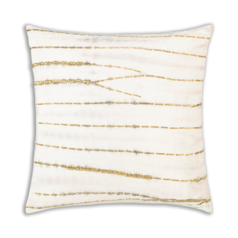 Housse et insert de coussin en velours Lahana, Ivoire / pierre